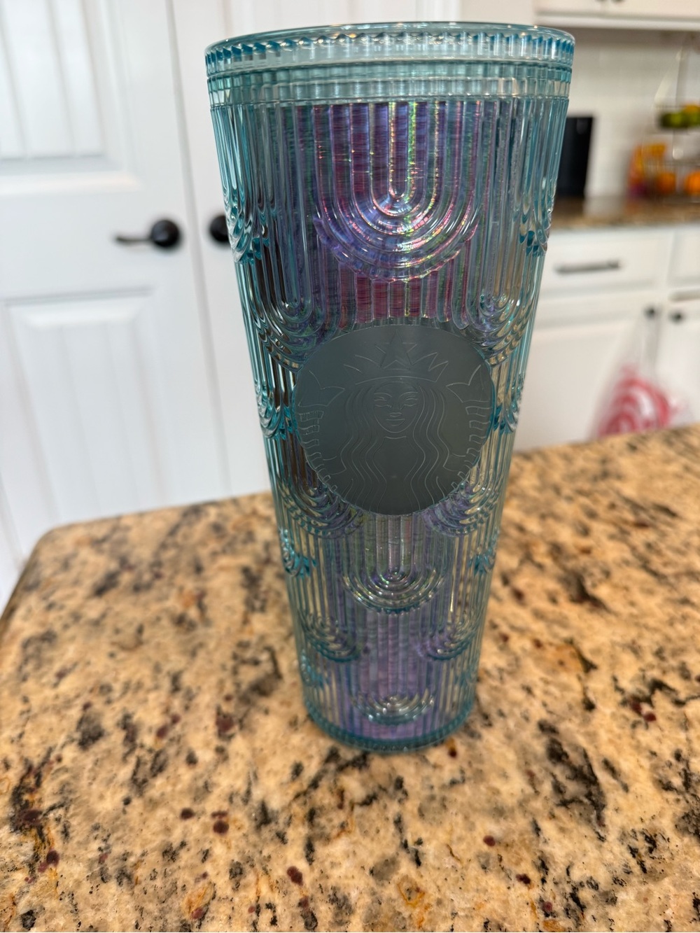 Starbucks Iridescent Teal Blue Logo Tumbler
